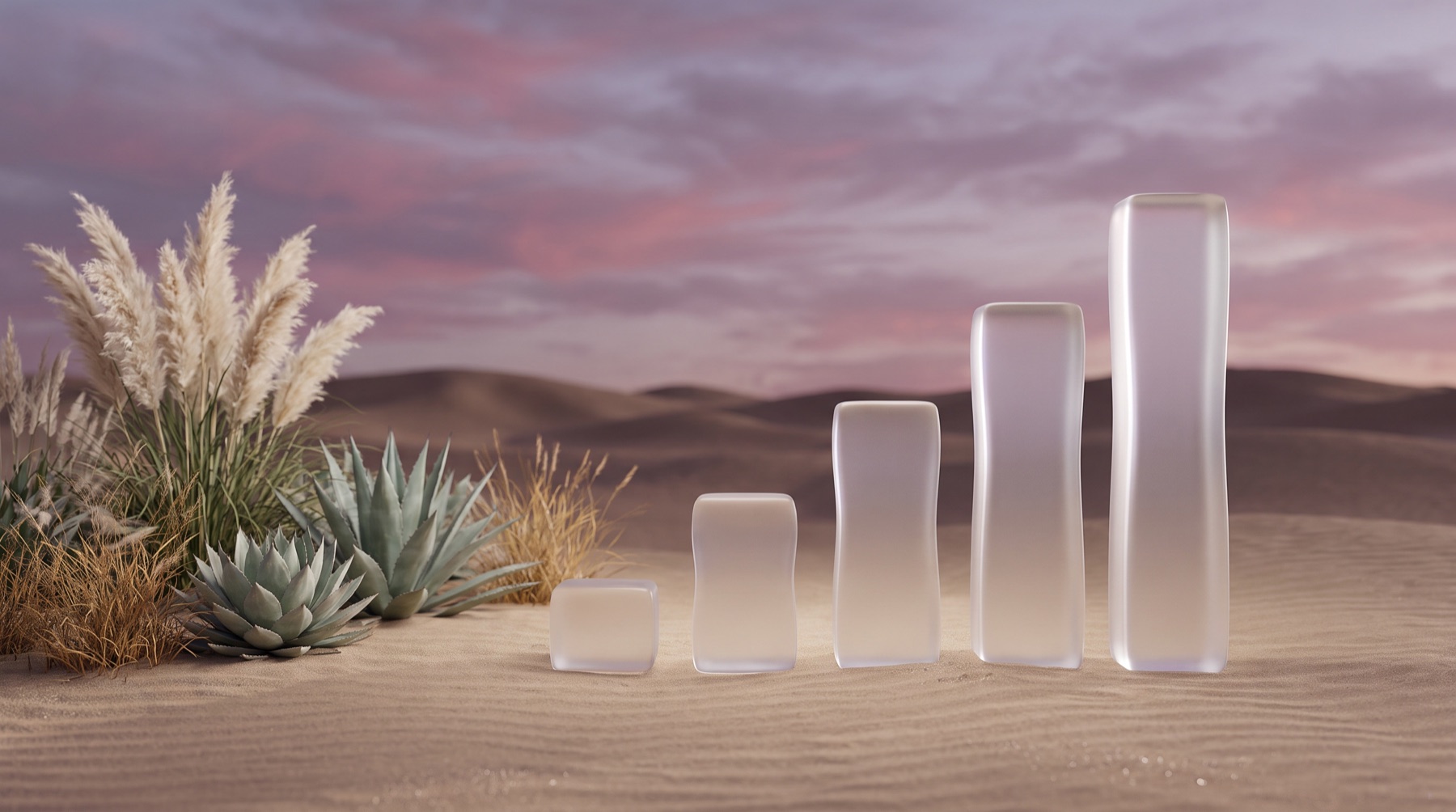 A glass rising bar chart over a dusk landscape, illustrating an accounting firm's specialisation made readable to AI
