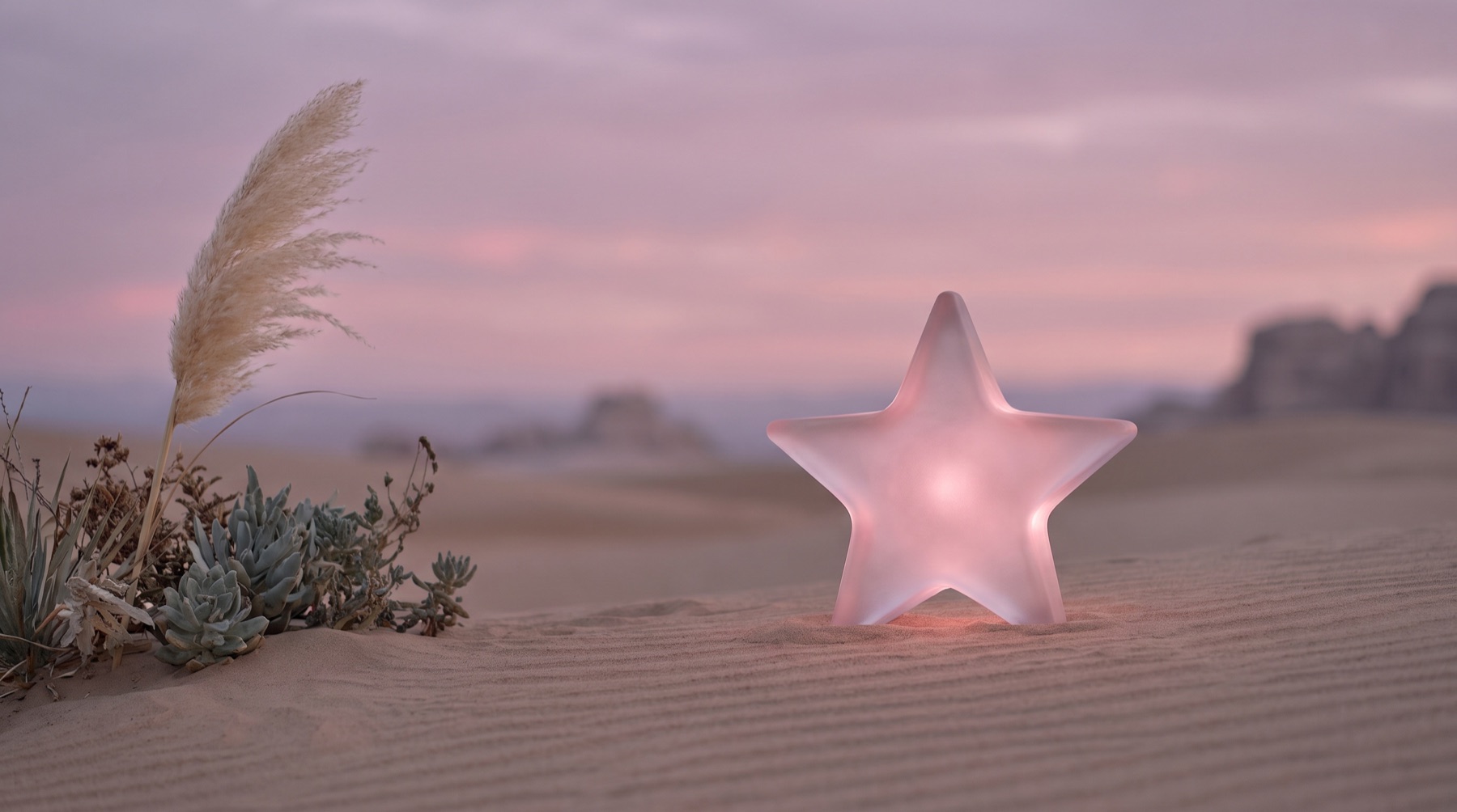 Glass review star glowing over a dusk landscape, illustrating reputation management