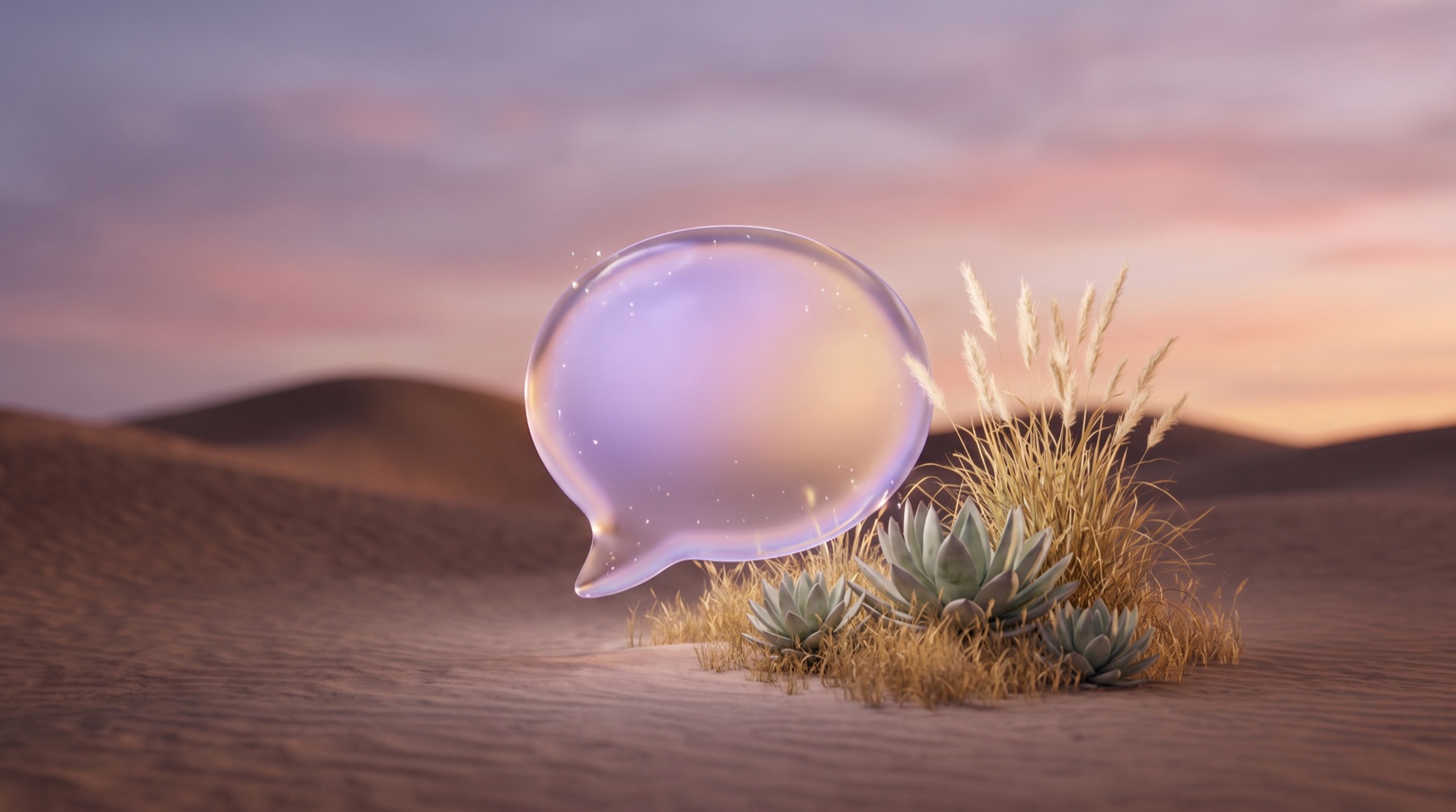 Glass chat bubble, illustrating showing up in ChatGPT