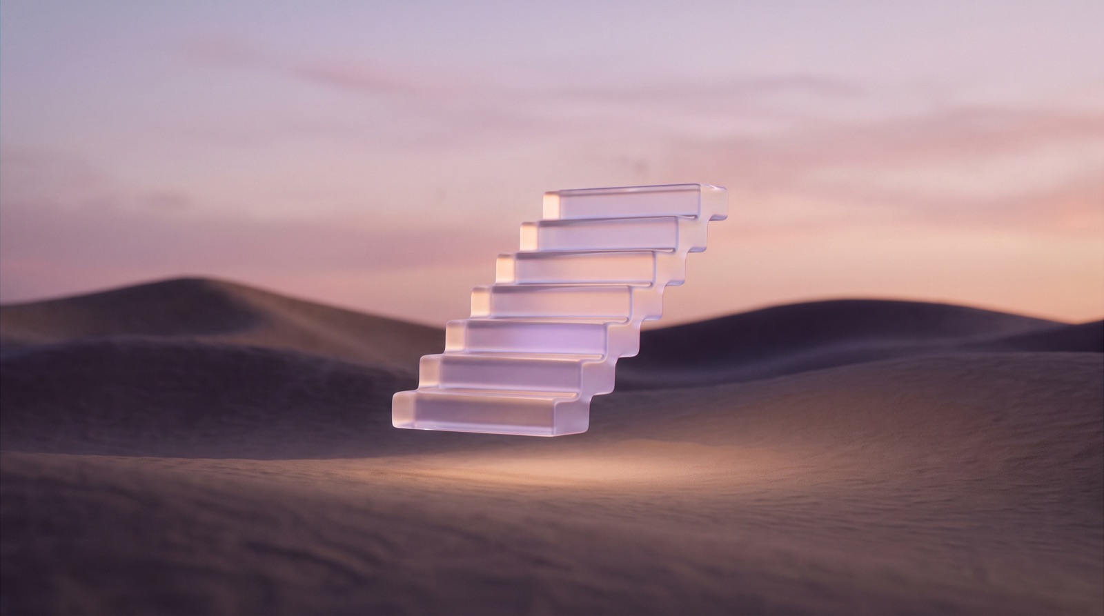 Seven glass steps rising like a ladder, the step-by-step path to show up in ChatGPT