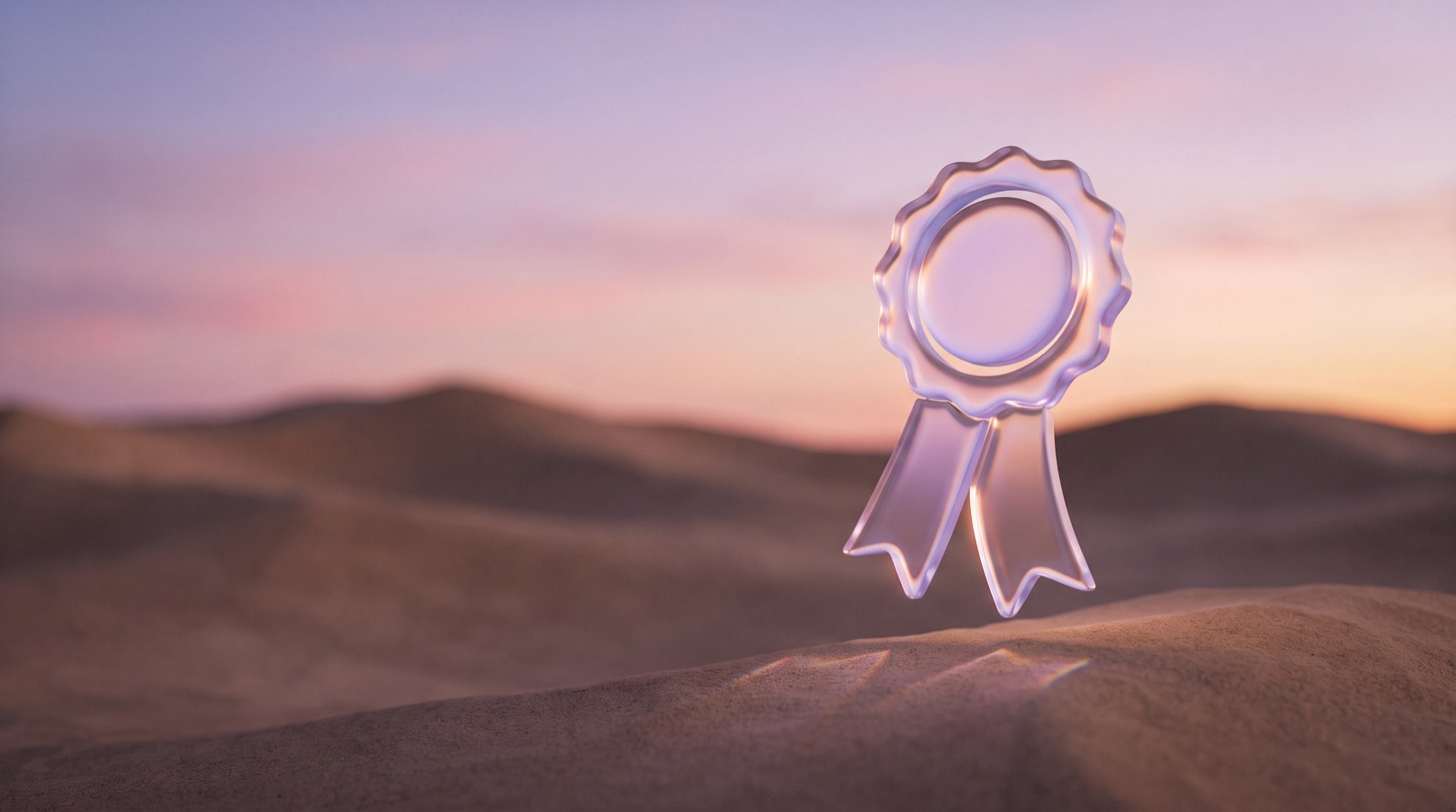 A glass award rosette representing the reviews and mentions that get your business recommended by AI