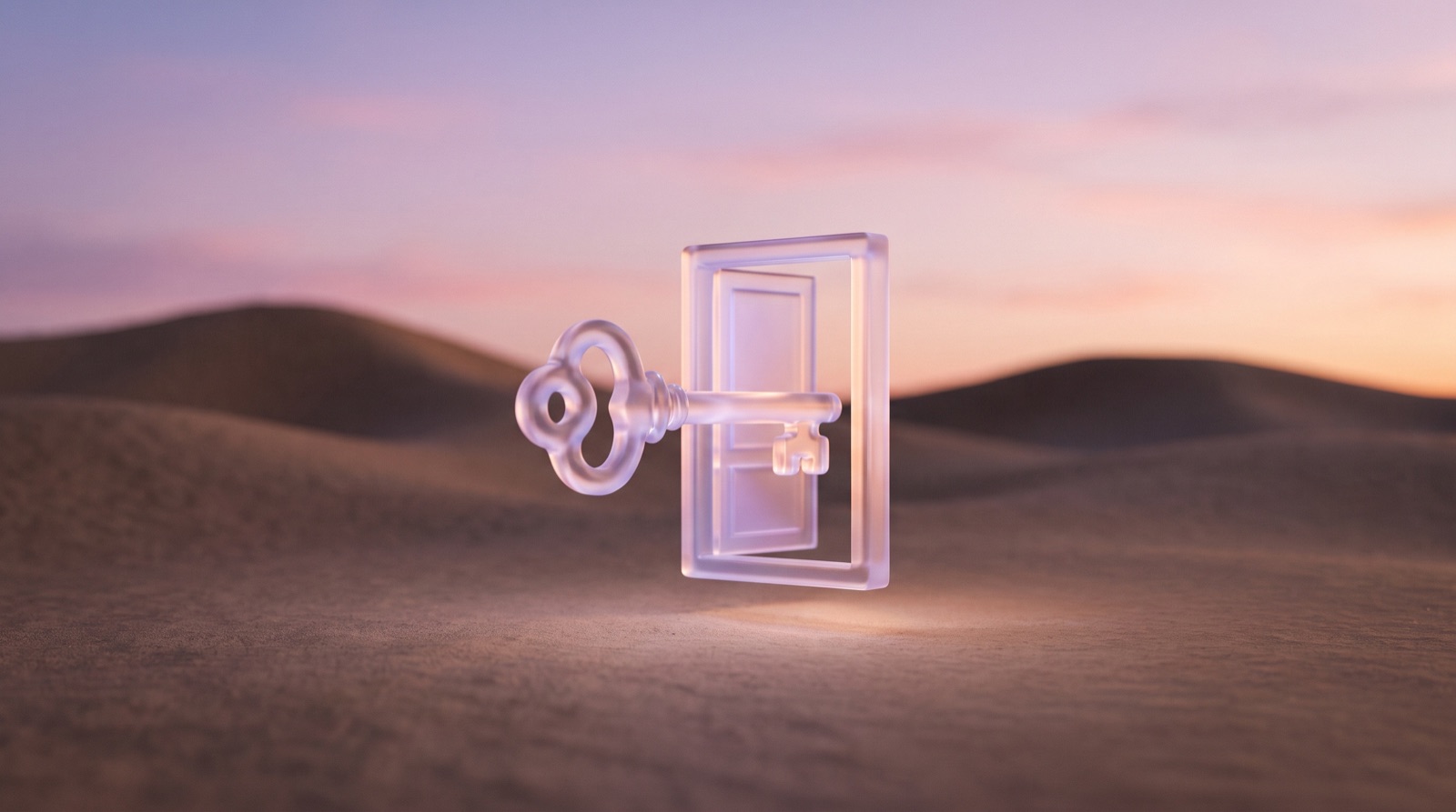 A key opening a welcoming door, showing how robots.txt and llms.txt let an AI crawler in to read your site