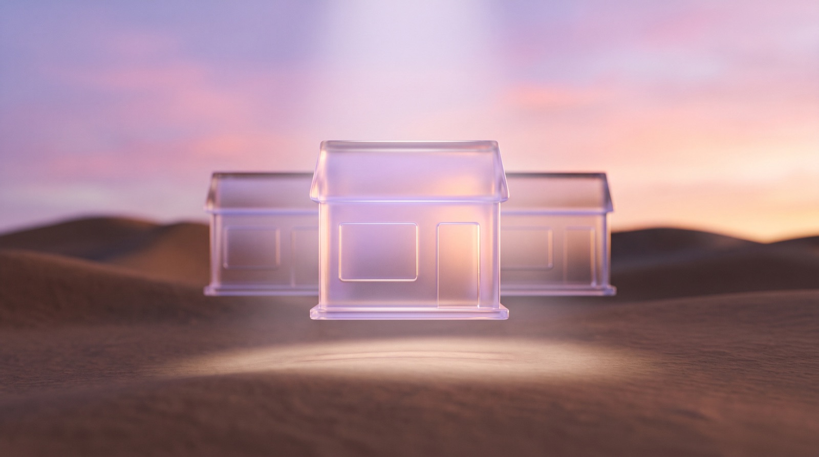 A single glass storefront spotlit and chosen among a row of others, showing what strong AI visibility looks like when a business gets recommended by AI